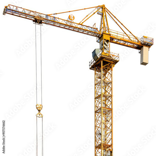 Tower crane, isolated, on a white background. Lifting and transport engineering.