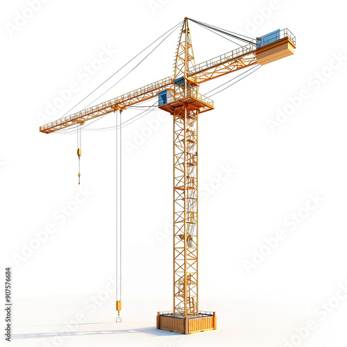 Tower crane, isolated, on a white background. Lifting and transport engineering. photo