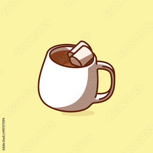 Simple cup of hot chocolate cartoon vector illustration Collection of drinks concept icon isolated