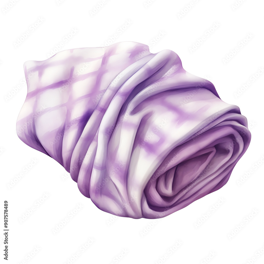 Obraz premium A soft, folded purple plaid blanket, perfect for cozying up on chilly evenings. Provides warmth and comfort with its stylish design.