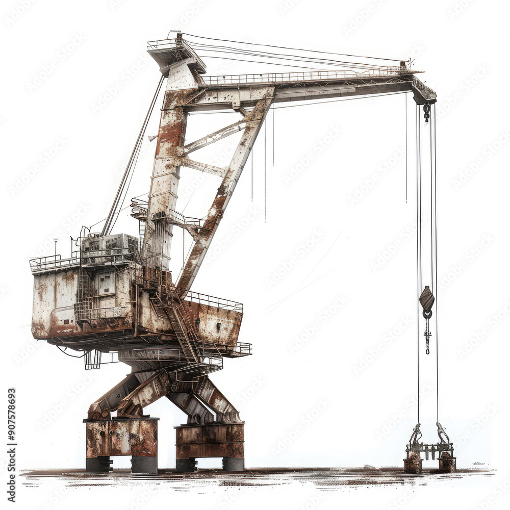 Ship gantry crane, isolated, on a white background. Lifting and transport mechanical engineering. Ship gantry crane, isolated, on a white background. Lifting and transport mechanical engineering.