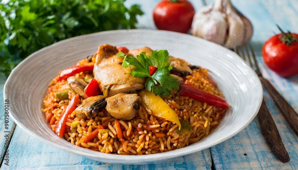 Authentic Maqluba: Upside-Down Rice Dish with Chicken and Vegetables Authentic Maqluba: Upside-Down Rice Dish with Chicken and Vegetables