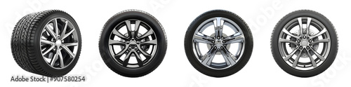 Car tire and wheel isolated on a transparent background