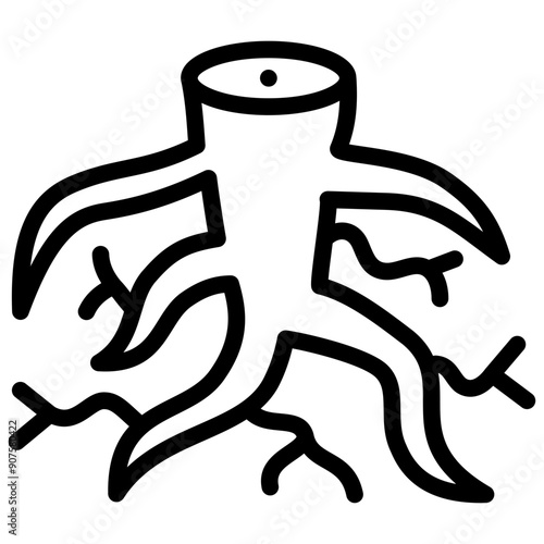 fibrous root icon illustration design with outline