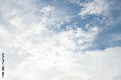 Beauty clear cloudy in sunshine calm bright winter air background. Blue Sky Background And White Clouds Soft Focus. Blue Sky Is Covered By White Clouds.