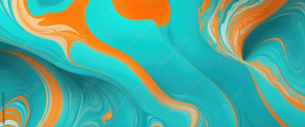 Luxurious marbling Cyan, paint swirls in beautiful teal and orange colors abstract background with waves Luxurious marbling Cyan, paint swirls in beautiful teal and orange colors abstract background with waves