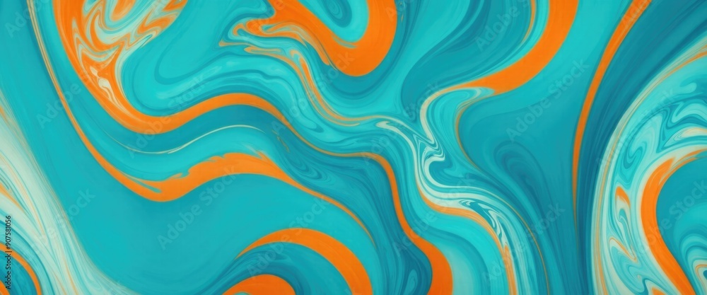 Luxurious marbling Cyan, paint swirls in beautiful teal and orange colors abstract background with waves Luxurious marbling Cyan, paint swirls in beautiful teal and orange colors abstract background with waves
