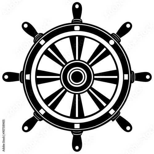 Steering wheel. Cruise ship wheel steering wheel in flat style. Vector illustration