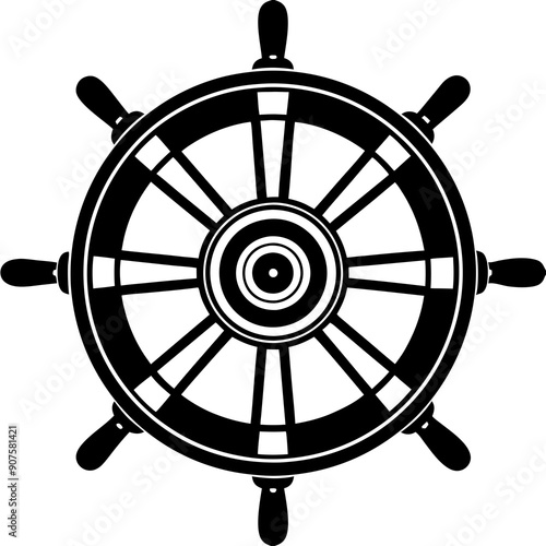 Steering wheel. Cruise ship wheel steering wheel in flat style. Vector illustration