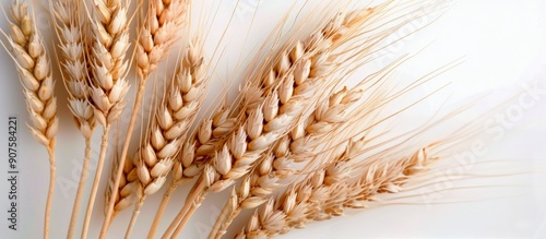 Dried Wheat Stalks Displayed on a Light Background