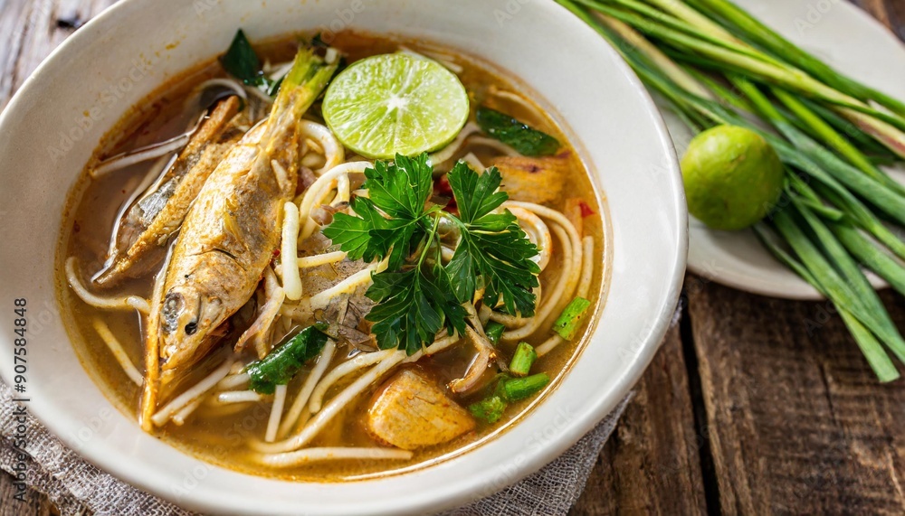 Authentic Mohinga: Traditional Burmese Fish Noodle Soup with Lemongrass Authentic Mohinga: Traditional Burmese Fish Noodle Soup with Lemongrass