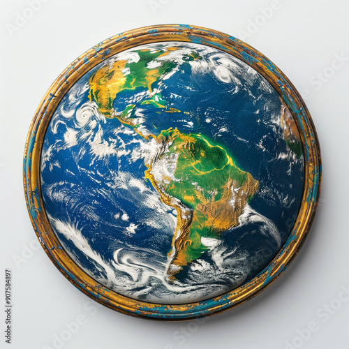 Plate with Earth on a white background