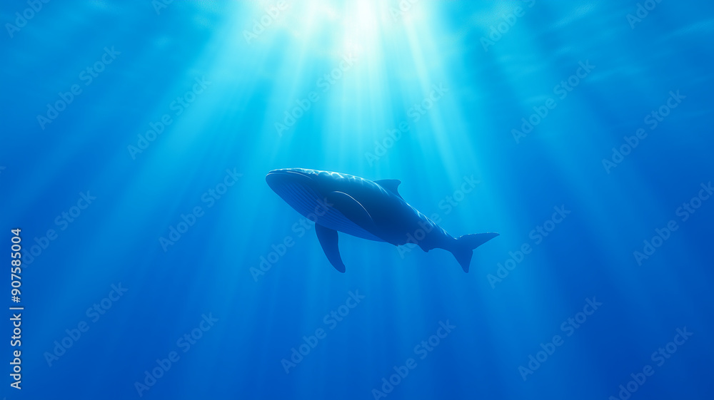 Fototapeta premium whale in the blue sea