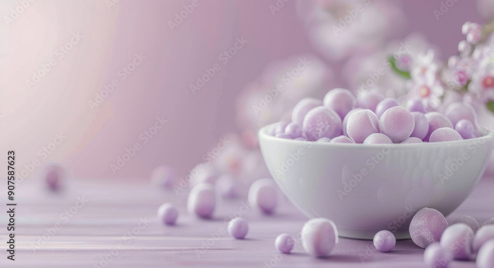 Purple Glitter in a Bowl on a Sparkling Background