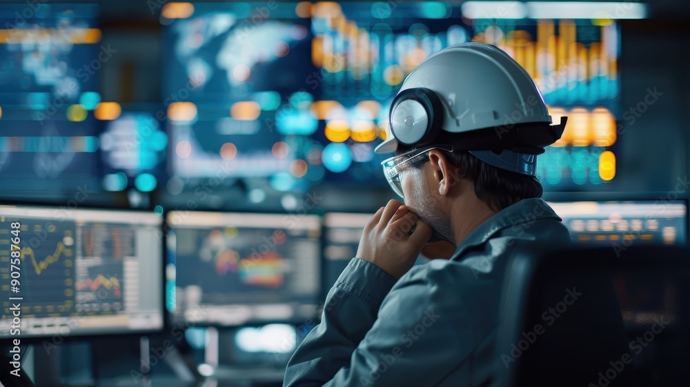 A control room operator monitors refinery operations in real-time. A control room operator monitors refinery operations in real-time.