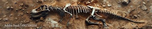 Unearthing the Past: A Dinosaur Skeleton Excavation Adventure Unveiling the Wonders of Paleontological Discovery on a Construction Site photo