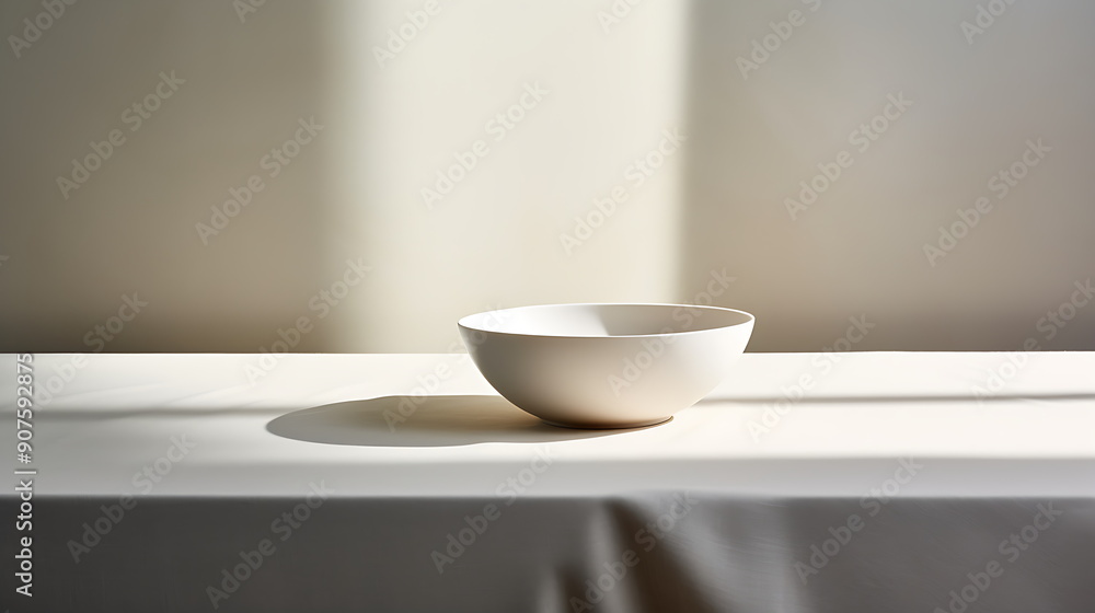 a white bowl and saucer on a table top. Generative ai a white bowl and saucer on a table top. Generative ai