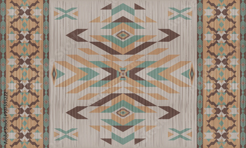 American tribal ethnic native pattern.Traditional Navajo,Aztec,Apache,Southwest and Mexican style fabric pattern.Abstract vector motifs pattern.For fabric,clothing,blanket,carpet,woven,wrap,decoration
