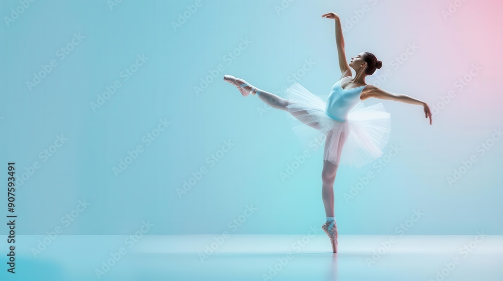 Watercolor ballerina in mid-leap, ethereal holographic effects blending into the background, Watercolor, Fantasy, Light Colors Watercolor ballerina in mid-leap, ethereal holographic effects blending into the background, Watercolor, Fantasy, Light Colors