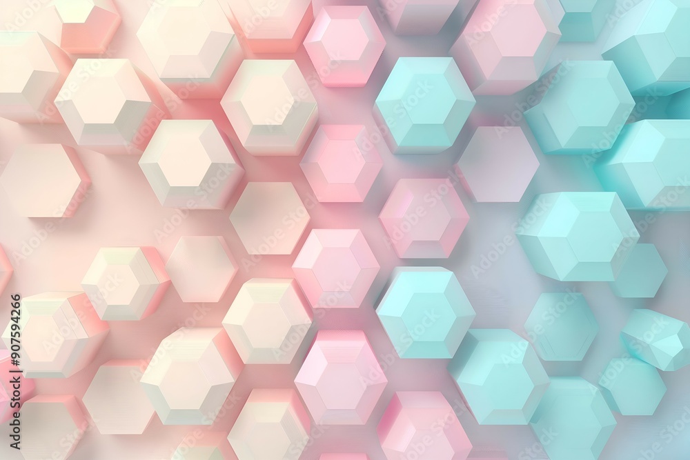 3D Background with Soft Pastel Hexagons 3D Background with Soft Pastel Hexagons