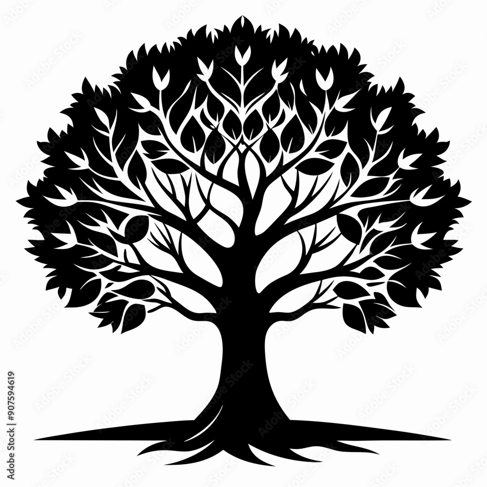 Obraz premium Tree silhouette vector , Black and white Tree Illustration