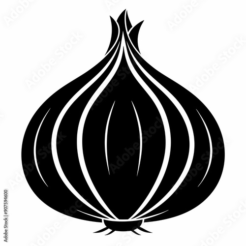 Silhouette Vector Onion, Black and white Onion illustration