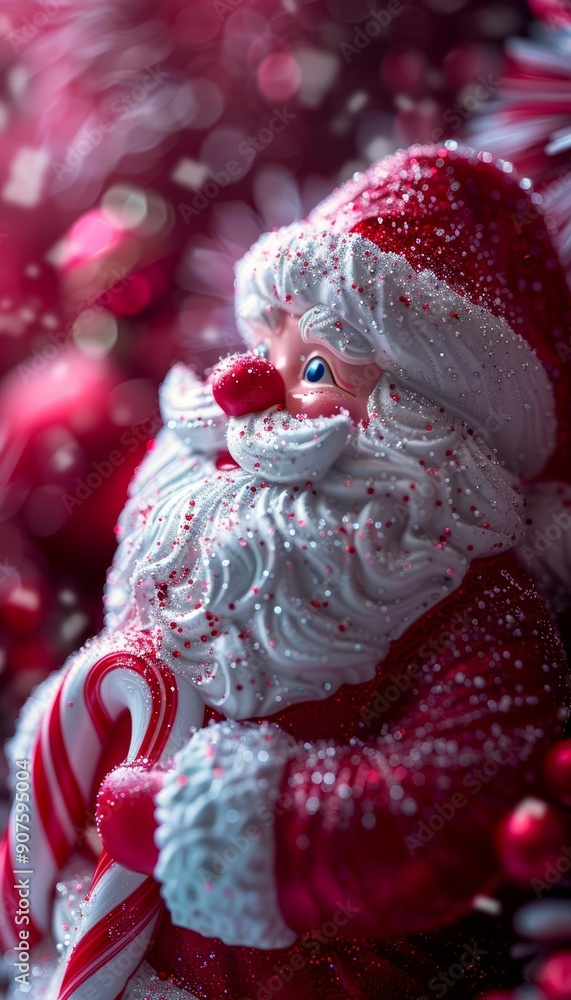 Obraz premium Charming Santa Claus figurine adorned with festive colors, perfect for capturing the spirit of Christmas and holiday cheer.