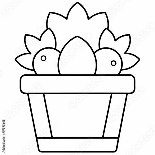 House Plant Coloring Page for Adults ball Art vector illustration