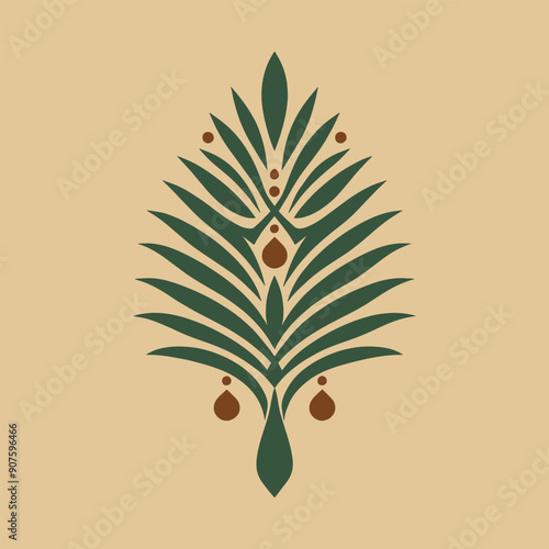 Palm leaves floral Arabic African pattern. Isolated elements. Decor, textile design, interior print. vector illustration