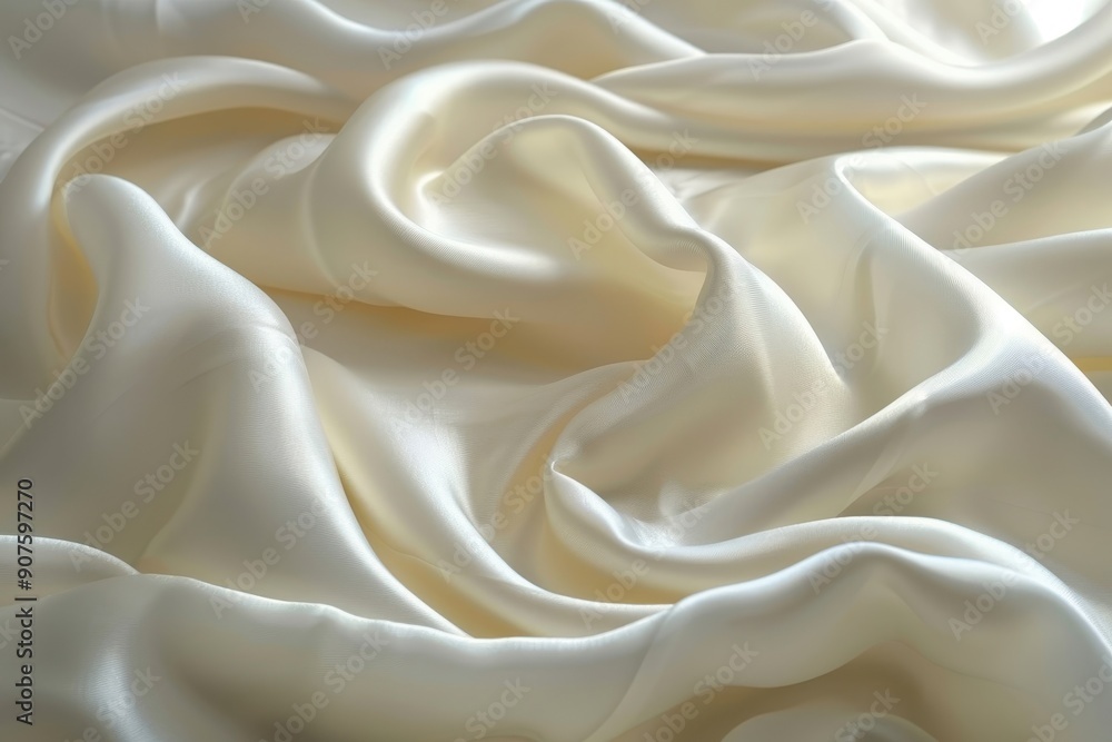 Close-up of a bridal gown made of satin, showcasing its smooth surface and flowing drape. Close-up of a bridal gown made of satin, showcasing its smooth surface and flowing drape.