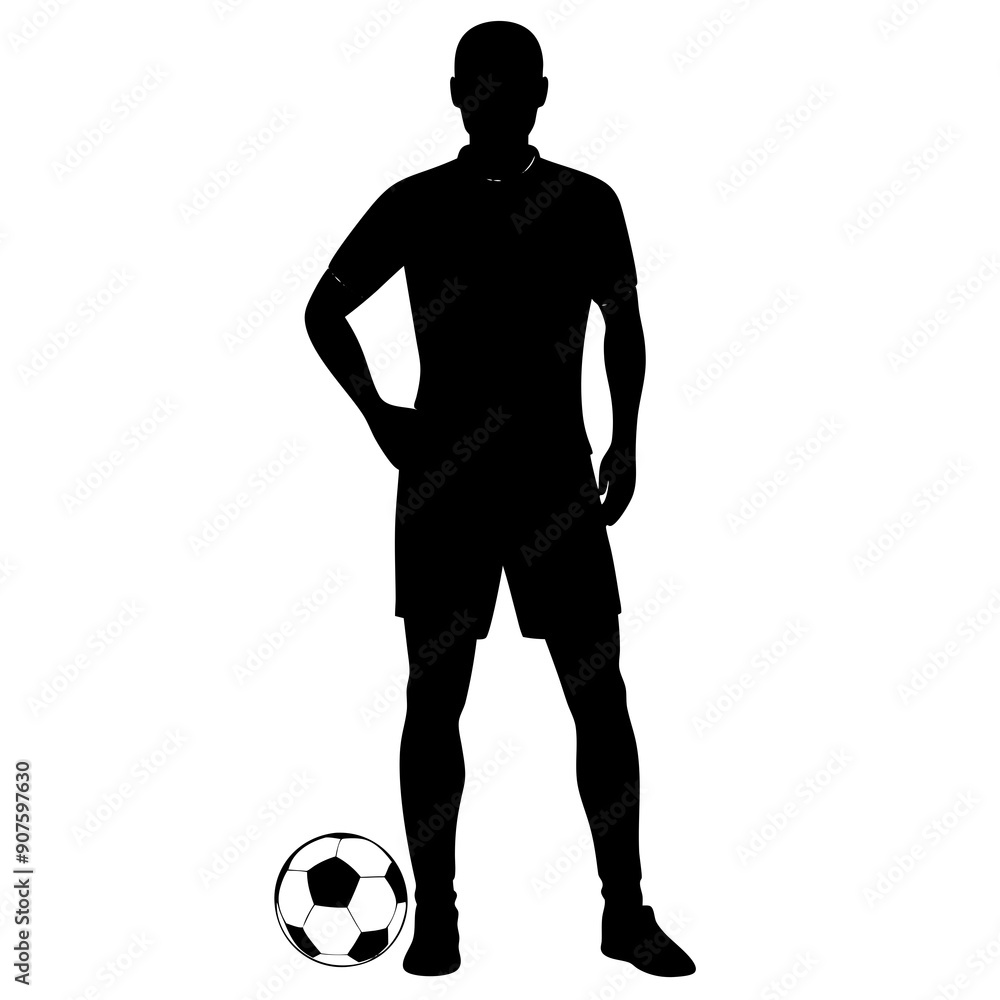 Man standing with soccer ball Art vector illustration