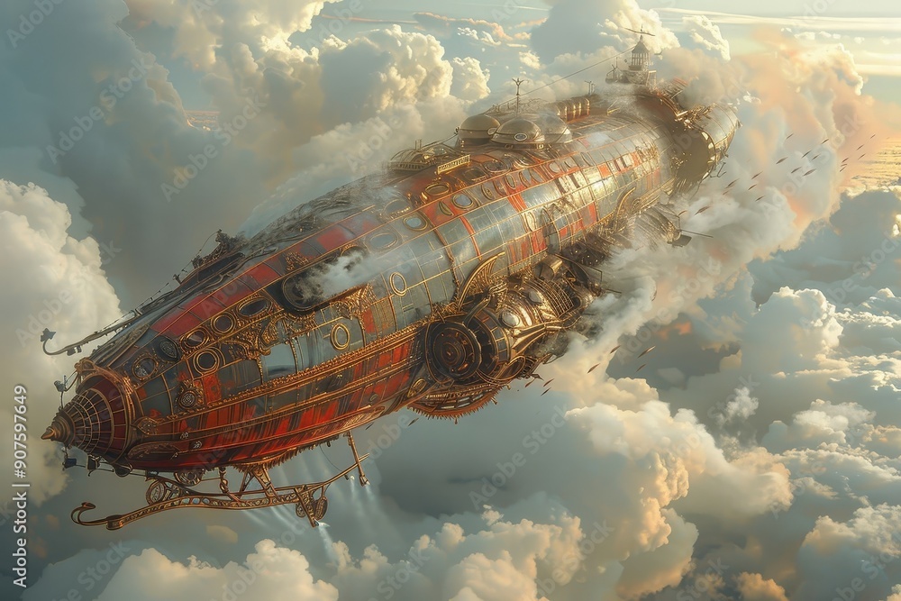 A steampunk-inspired airship that showcases the power of mechanical engineering and the human desire for flight. A steampunk-inspired airship that showcases the power of mechanical engineering and the human desire for flight.