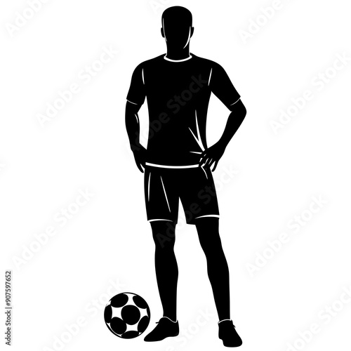 Man standing with soccer ball Art vector illustration