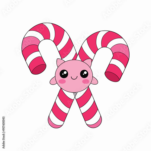 Christmas candy canes cartoon vector illustration for holiday decorations and festive fun. photo