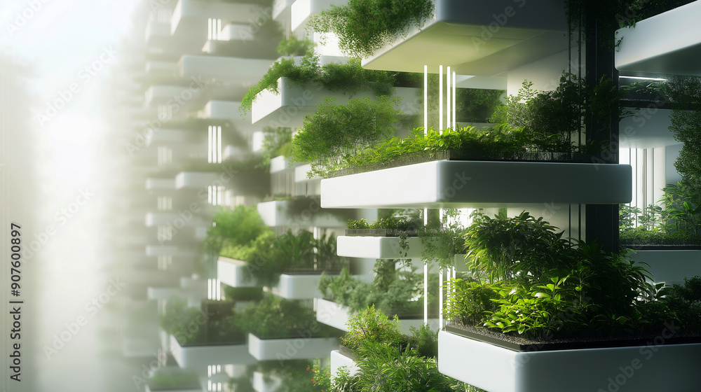 Farm Tech Building modern agriculture technology vertical farming inside the building ...
