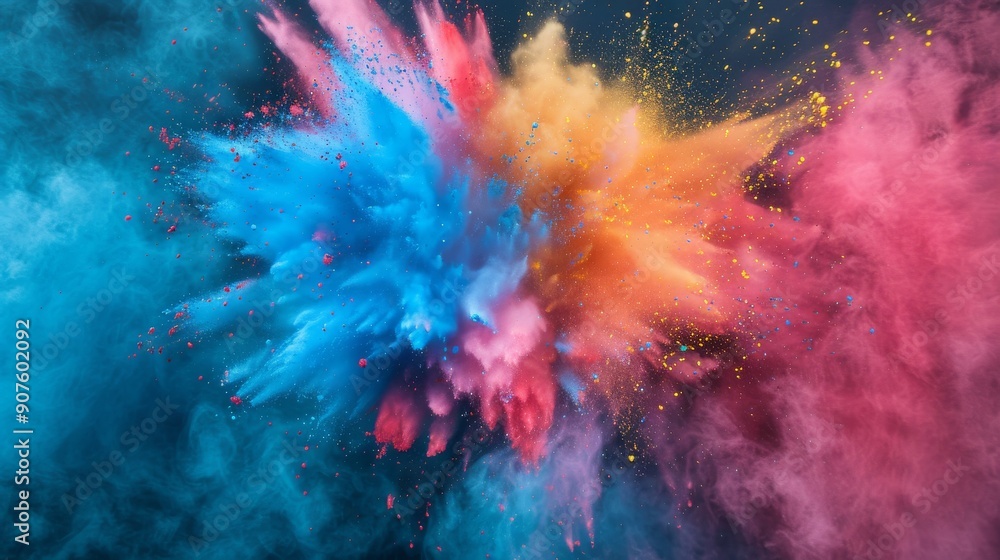 Abstract explosion of colored powder on a black background closeup Abstract explosion of colored powder on a black background closeup