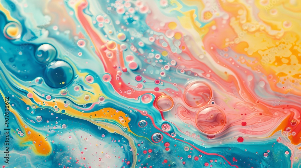 Abstract colorful liquid splash and bubbles background macro photography premium Abstract colorful liquid splash and bubbles background macro photography premium