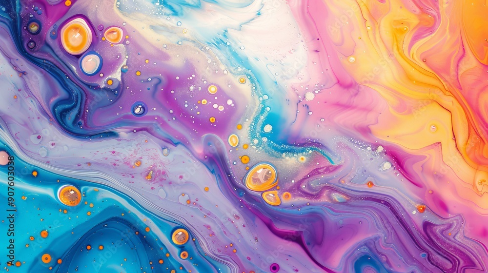 Close up of swirling pink magenta and electric blue paint aig Close up of swirling pink magenta and electric blue paint aig