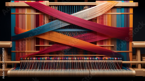 Obraz na płótnie a loom with many multicolored strips, generative ai
