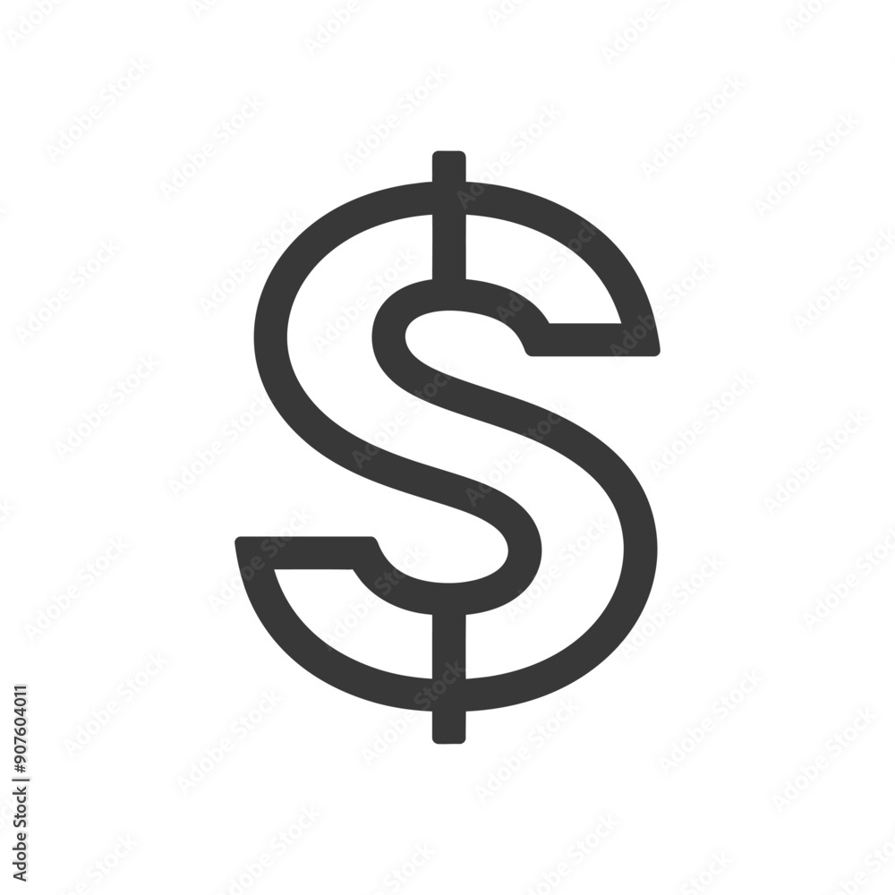 A Black and White Outline of a Dollar Sign A Black and White Outline of a Dollar Sign