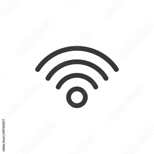 A black and white icon depicting a wifi signal