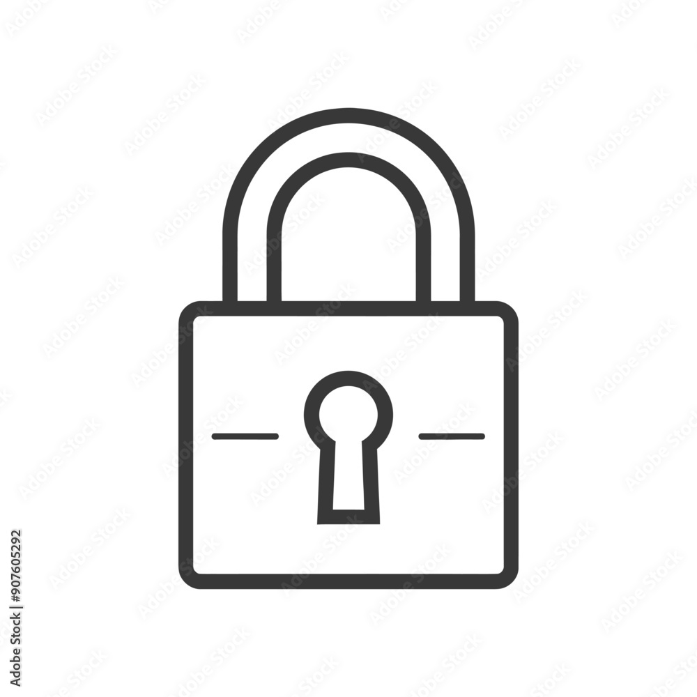 A Black and White Line Drawing of a Padlock A Black and White Line Drawing of a Padlock