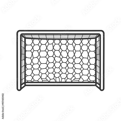 A Black and White Line Drawing of a Soccer Goal