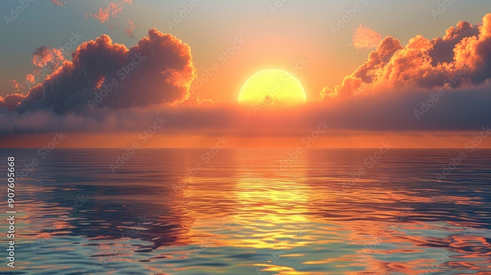 Fototapeta premium The sun setting behind a distant