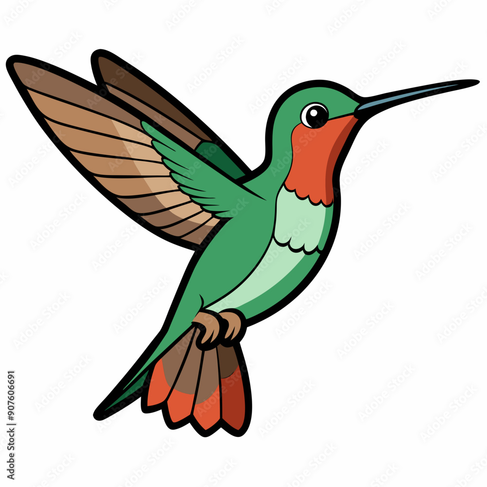 Obraz premium Broad-tailed Hummingbird Art vector illustration