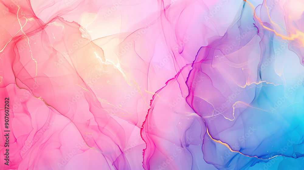 Fototapeta premium Colorful marble ink texture background with soft pink and blue shades
