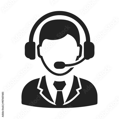 Silhouette customer support headset for client communication icon and vector illustration © sumonbrandbd