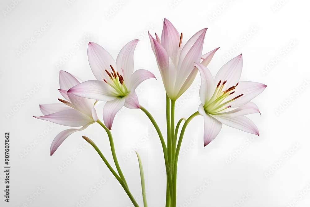 Rain lily flowers white background, AI Generated Rain lily flowers white background, AI Generated