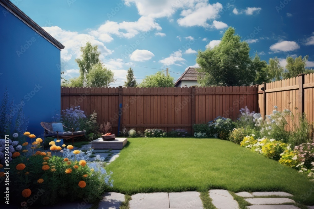 Fototapeta premium Backyard outdoors nature garden.