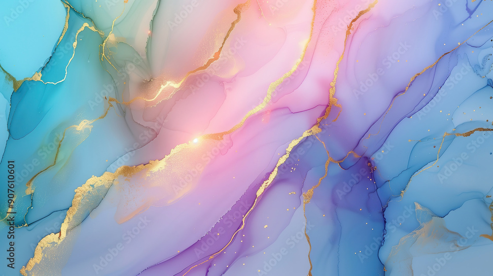 Elegant marble ink texture background in soft pastel colors with golden veins Elegant marble ink texture background in soft pastel colors with golden veins